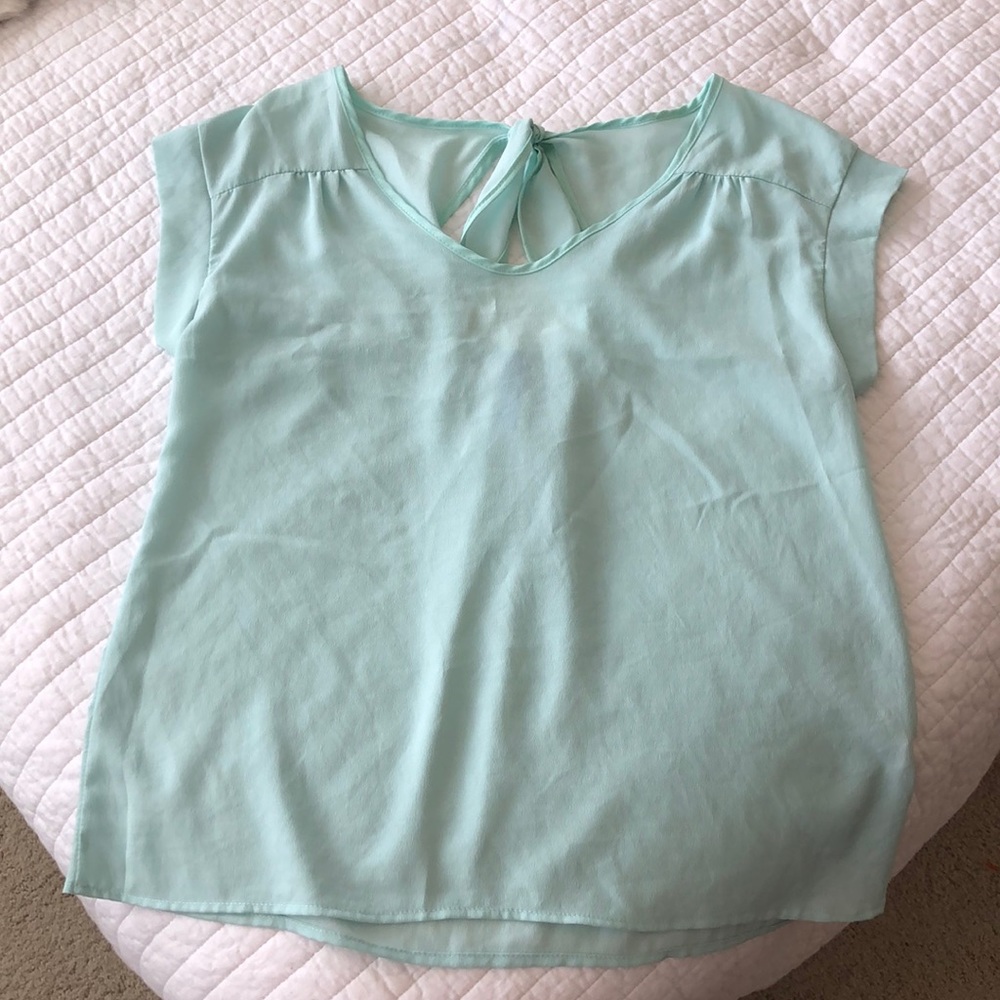 Mint Cutout Tie Blouse